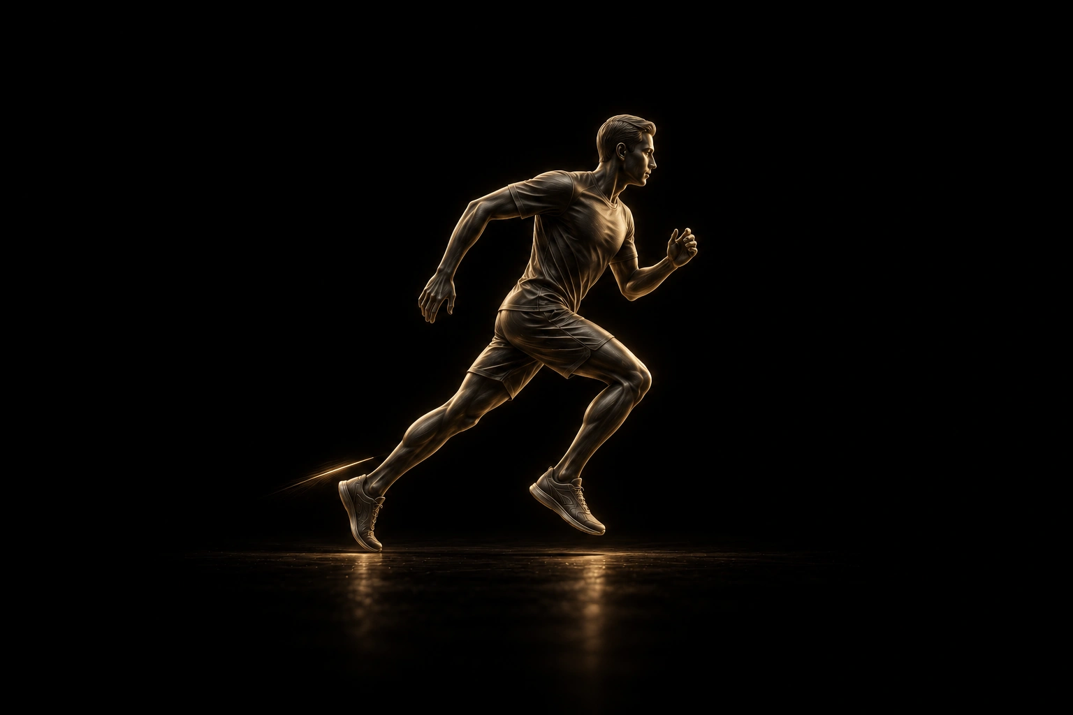 Runner — бронзовый бегун в мягком золотом свете